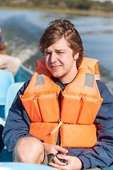 Image showing Portrait of a man in  life jacket