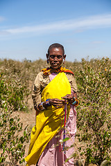 Image showing Masai Mara, Kenya, Africa - February 12, 2010 woman in traditional clothes