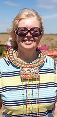 Image showing Portrait of woman wearing traditional handmade accessories, Kenya