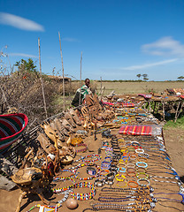 Image showing MASAI MARA,KENYA, AFRICA- FEB 12 Masai local market for tourists, review of daily life of local people,near to Masai Mara National Park Reserve, Feb 12, 2010,Kenya