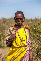 Image showing Masai Mara, Kenya, Africa - February 12, 2010 woman in traditional clothes