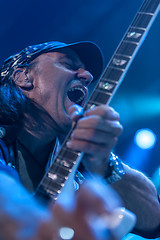 Image showing DNIPROPETROVSK, UKRAINE OCTOBER 31 Matthias Jabs from Scorpions rock band performs live at Sports Palace Meteor. Final tour concert on October 31, 2012 in DNIPROPETROVSK, UKRAINE