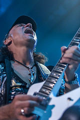 Image showing DNIPROPETROVSK, UKRAINE OCTOBER 31 Matthias Jabs from Scorpions rock band performs live at Sports Palace Meteor. Final tour concert on October 31, 2012 in DNIPROPETROVSK, UKRAINE