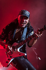 Image showing DNIPROPETROVSK, UKRAINE - OCTOBER 31: Matthias Jabs from Scorpions rock band performs live at Sports Palace SC \