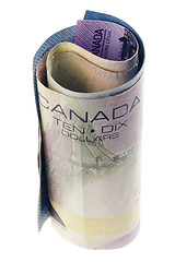 Image showing Canadian currency rolled

