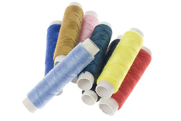 Image showing Pile of colorful sewing threads

