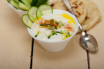 Image showing Arab middle east goat yogurt and cucumber salad 