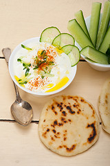 Image showing Arab middle east goat yogurt and cucumber salad 