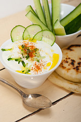 Image showing Arab middle east goat yogurt and cucumber salad 