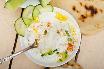 Image showing Arab middle east goat yogurt and cucumber salad 