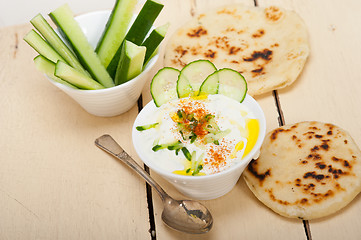 Image showing Arab middle east goat yogurt and cucumber salad 