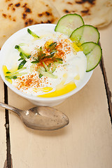 Image showing Arab middle east goat yogurt and cucumber salad 