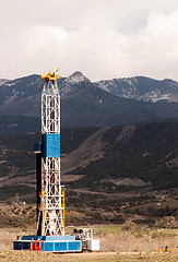 Image showing Oil Derrick Crude Pump Industrial Equipment Colorado Rocky Mount