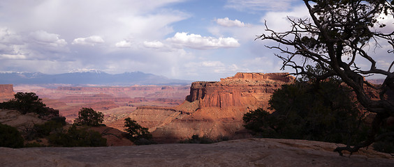 Image showing Schafer Canyon Majestic Buttes Storm Approaching Canyonlands