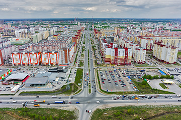 Image showing Bird eye view on Permyakova street. Tyumen. Russia