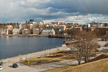 Image showing City by lake.