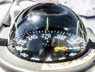 Image showing Sailing boat compass helm station