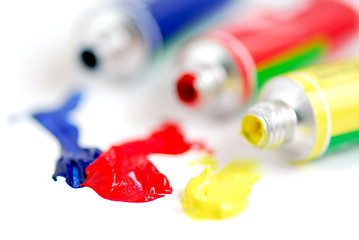 Image showing Primary colors paint