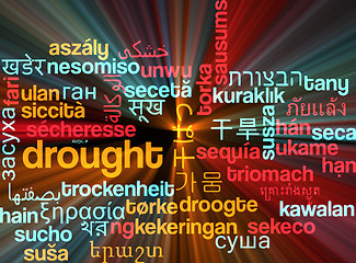 Image showing Drought multilanguage wordcloud background concept glowing