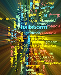 Image showing Hailstorm multilanguage wordcloud background concept glowing