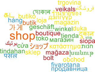 Image showing Shop multilanguage wordcloud background concept