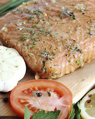 Image showing Salted salmon fillet