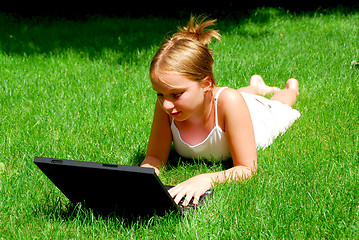 Image showing Girl computer