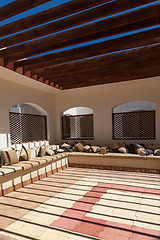 Image showing Seating Area with Sofas and cushions