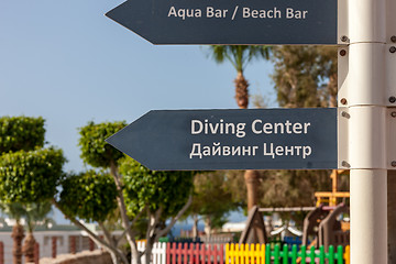 Image showing signboard on the beach at hotel, Egypt