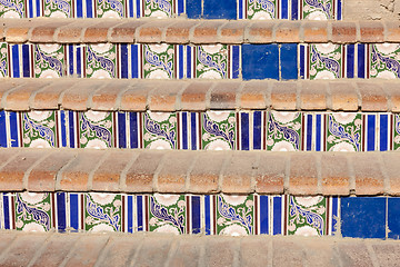 Image showing Staircase with patterned ceramic tiles 