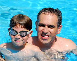 Image showing Father son pool