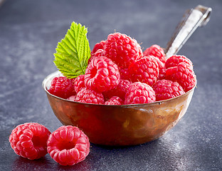 Image showing fresh organic raspberries