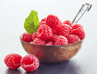 Image showing fresh organic raspberries