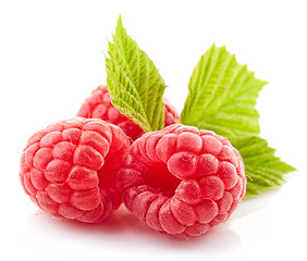 Image showing fresh organic raspberries