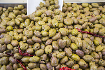 Image showing Marinated green Olives