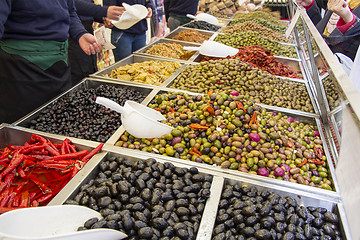 Image showing Various Marinated Olives