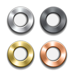 Image showing Donut buttons template with metal texture.