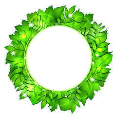 Image showing Fresh green leaves vector border.