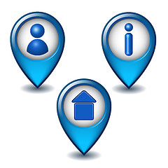 Image showing Set of blue map pointer icon. 