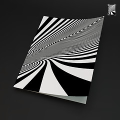 Image showing A4 business blank. Black and white abstract striped background. 