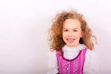 Image showing Portrait of a small girl in traditional Bavarian clothes