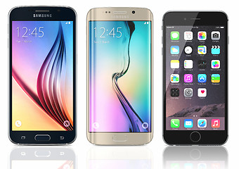 Image showing Samsung Galaxy S6 and Edge and iPhone 6