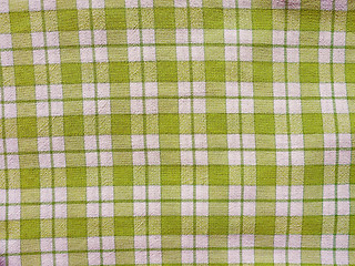 Image showing Retro look Green checkered tablecloth background