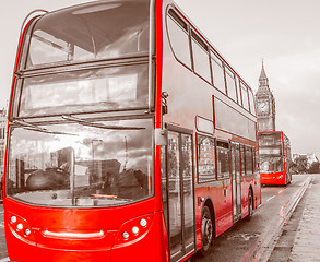 Image showing Retro look Red Bus in London