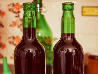 Image showing Retro look Bottles of wine