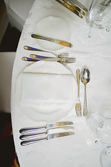 Image showing Elegant table set up for wedding banquet