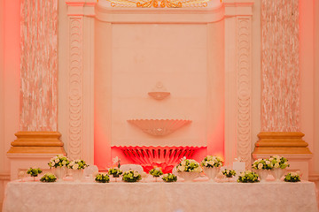 Image showing Elegant table set up for wedding banquet