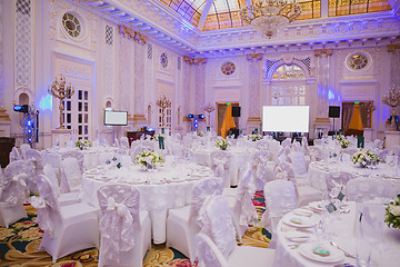 Image showing image of tables setting at wedding hall