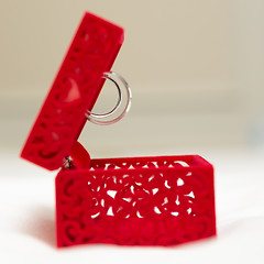 Image showing Wedding Ring in Red Velvet Silk Box 