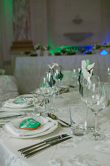 Image showing Elegant table set up for wedding banquet